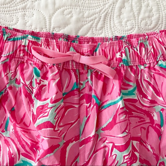 Lauren James Pink Floral Tulip Swim Pocket Water Nylon Athletic Gym Shorts Large - Picture 3 of 7